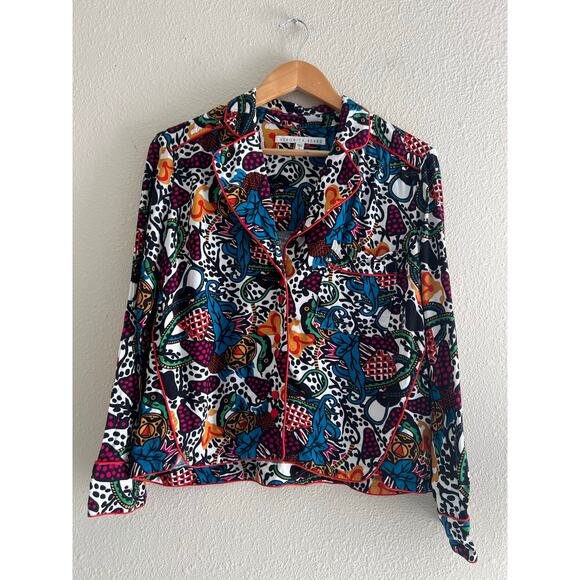 Veronica Beard Penelope Button‎ front Multicolor print Blouse size 6 bohemian - Picture 1 of 11